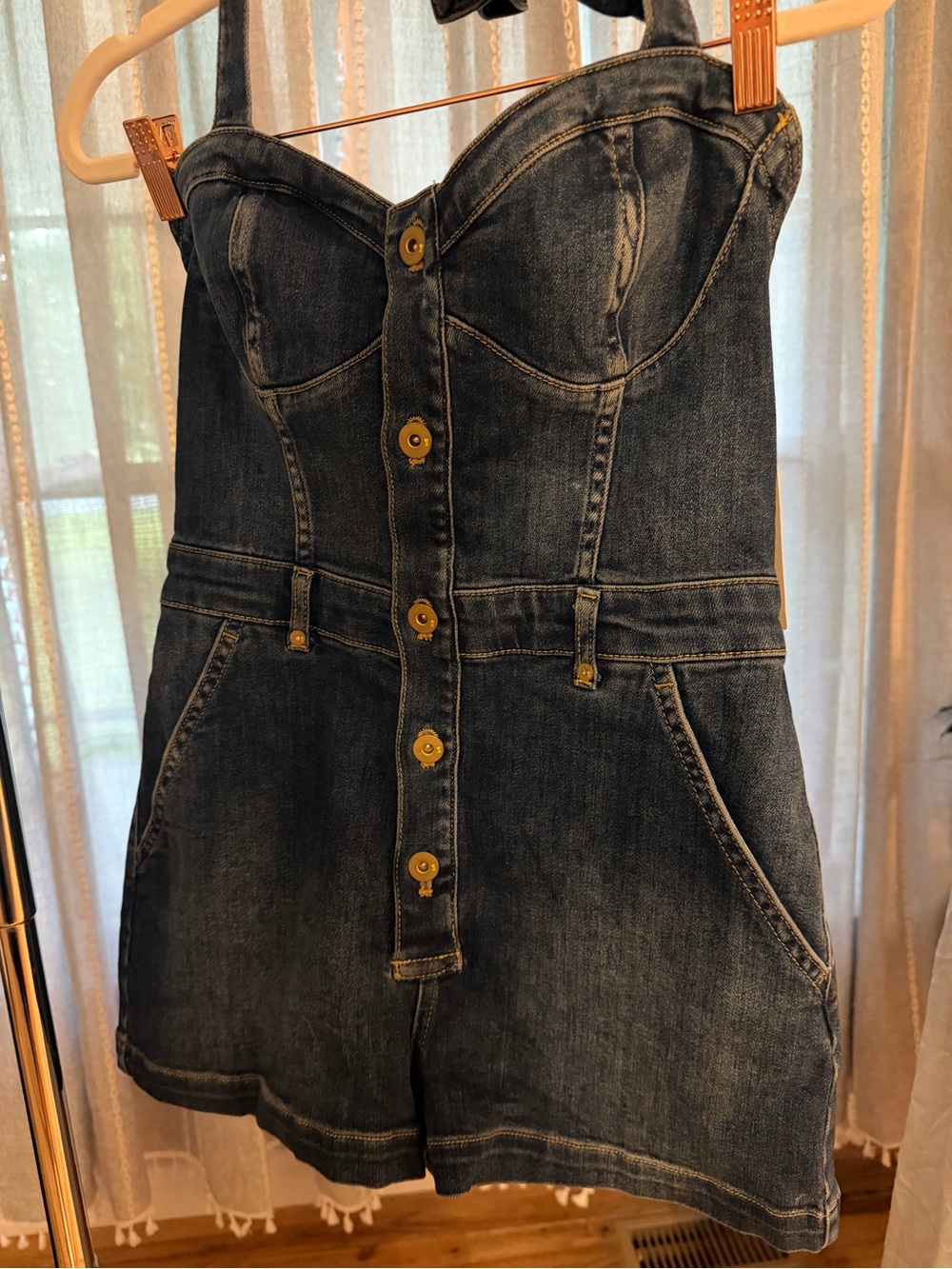 Pilcro Dark Blue Denim Halter Romper - Picture 8 of 9